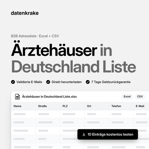 Ärztehäuser in Deutschland Liste – B2B Adressliste als Excel und CSV
