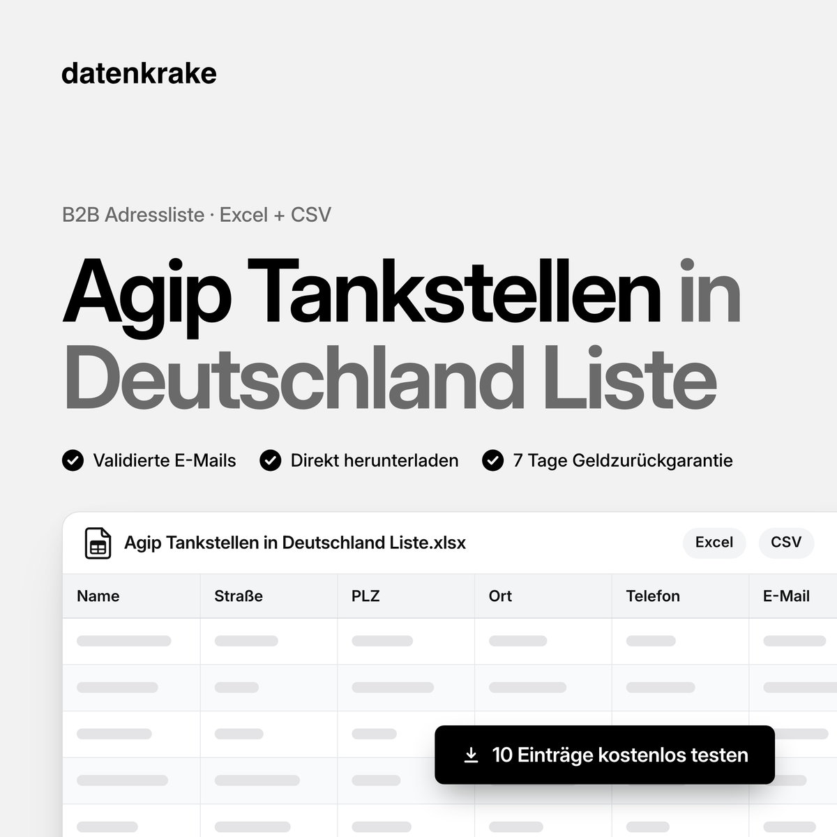 Agip Tankstellen in Deutschland Liste – B2B Adressliste als Excel und CSV