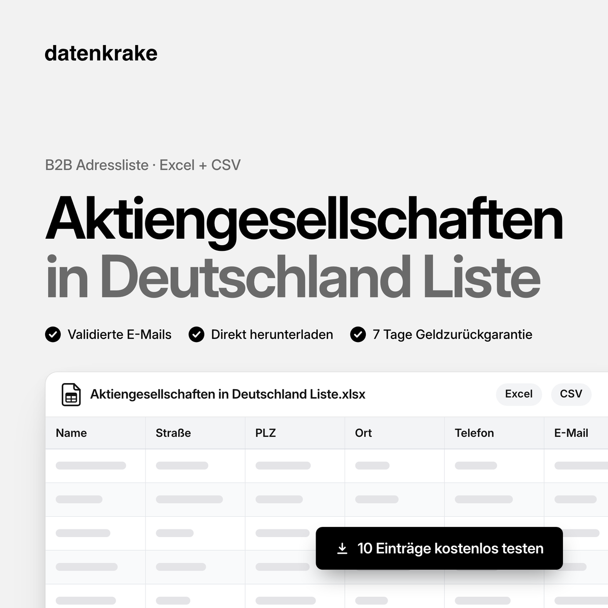 Aktiengesellschaften in Deutschland Liste – B2B Adressliste als Excel und CSV