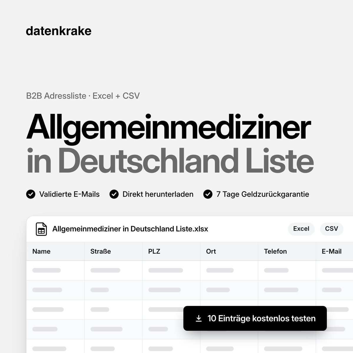 Allgemeinmediziner in Deutschland Liste – B2B Adressliste als Excel und CSV