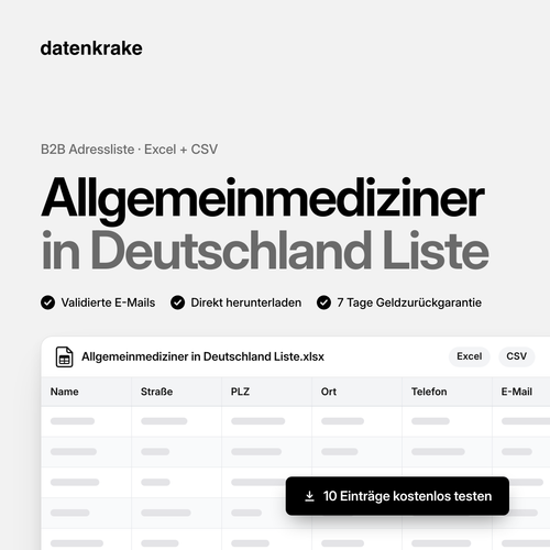 Allgemeinmediziner in Deutschland Liste – B2B Adressliste als Excel und CSV
