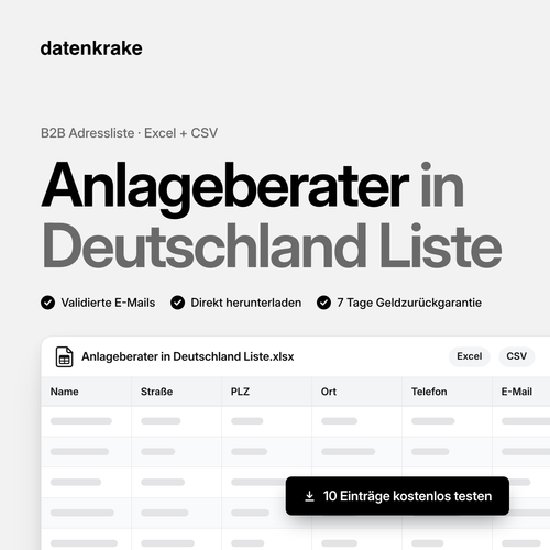 Anlageberater in Deutschland Liste – B2B Adressliste als Excel und CSV