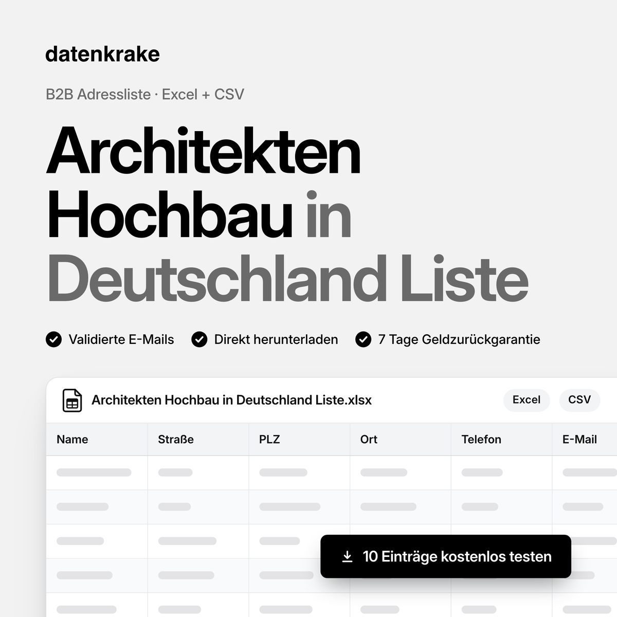 Architekten Hochbau in Deutschland Liste – B2B Adressliste als Excel und CSV