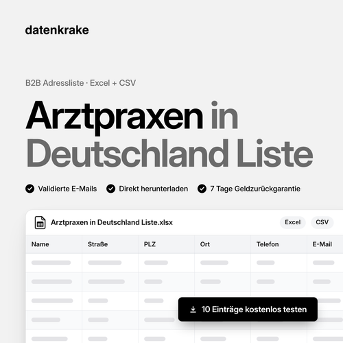 Arztpraxen in Deutschland Liste – B2B Adressliste als Excel und CSV