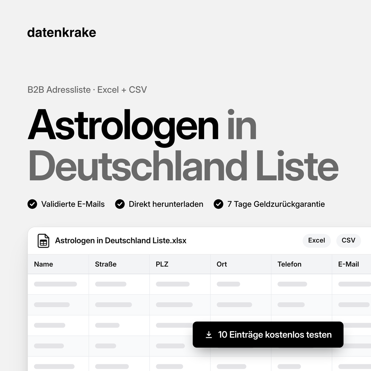 Astrologen in Deutschland Liste – B2B Adressliste als Excel und CSV