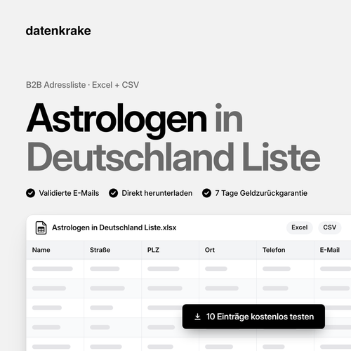 Astrologen in Deutschland Liste – B2B Adressliste als Excel und CSV