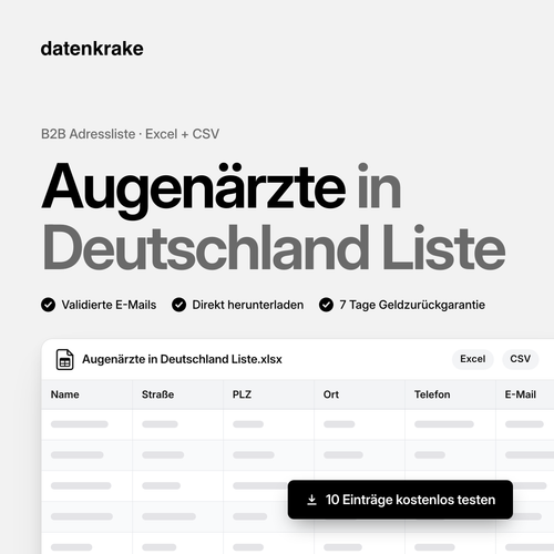 Augenärzte in Deutschland Liste – B2B Adressliste als Excel und CSV