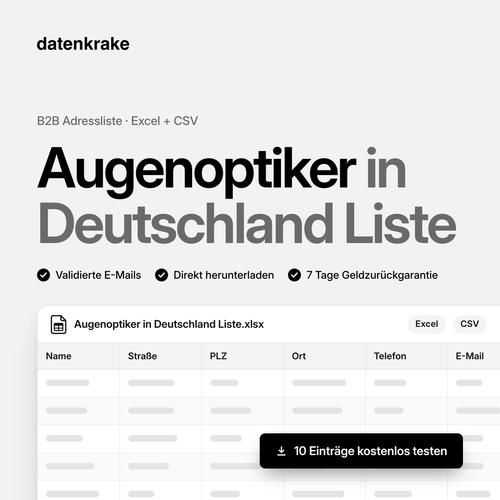 Augenoptiker in Deutschland Liste – B2B Adressliste als Excel und CSV