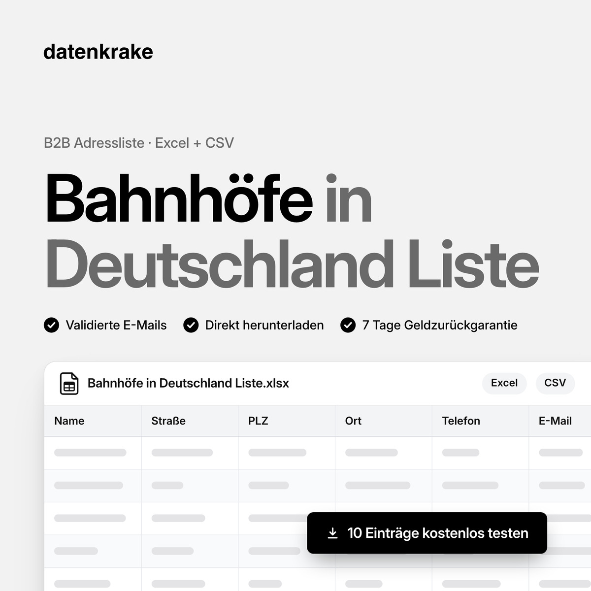 Bahnhöfe in Deutschland Liste – B2B Adressliste als Excel und CSV