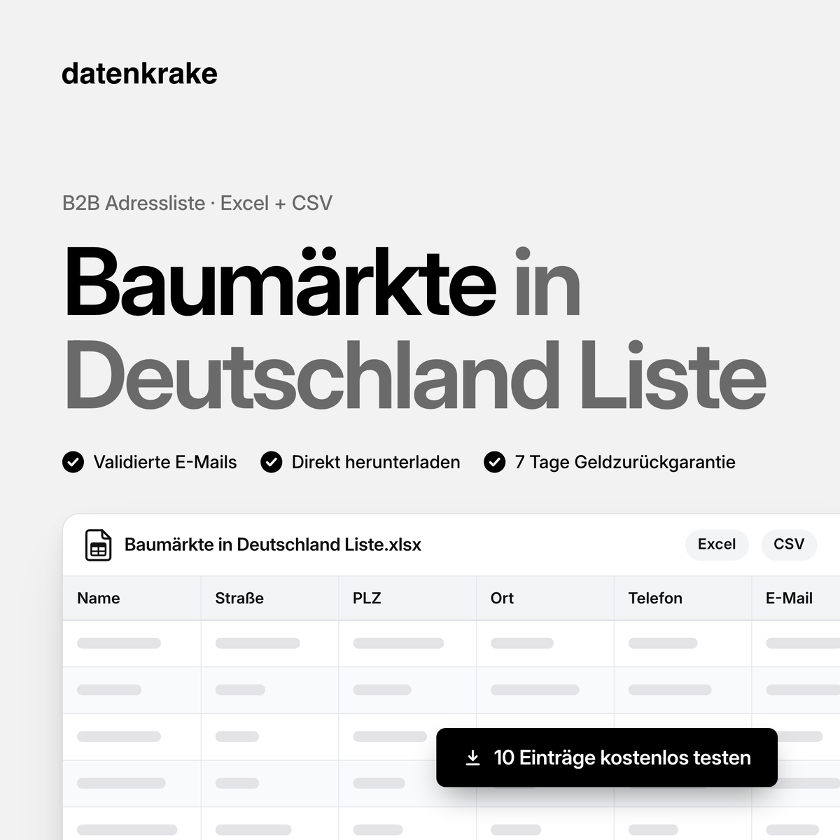 Baumärkte in Deutschland Liste – B2B Adressliste als Excel und CSV