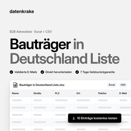 Bauträger in Deutschland Liste – B2B Adressliste als Excel und CSV