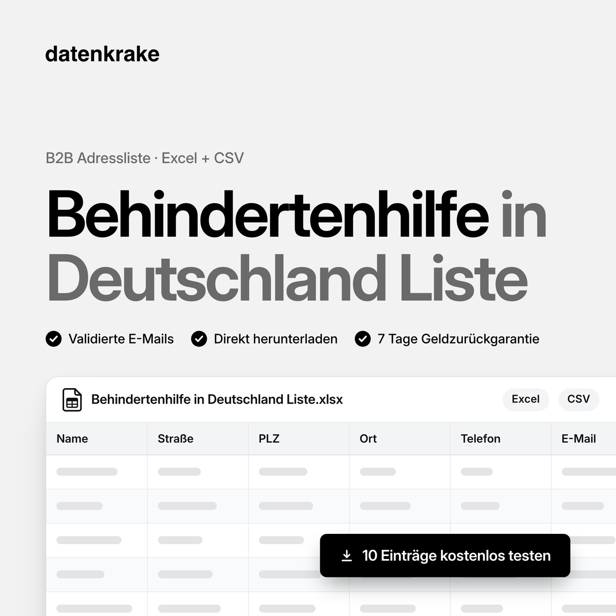 Behindertenhilfe in Deutschland Liste – B2B Adressliste als Excel und CSV