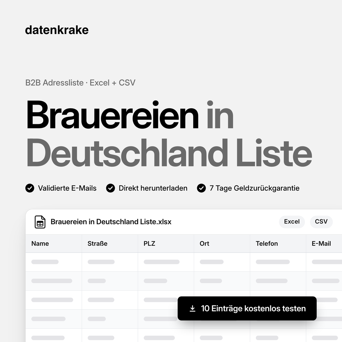 Brauereien in Deutschland Liste – B2B Adressliste als Excel und CSV
