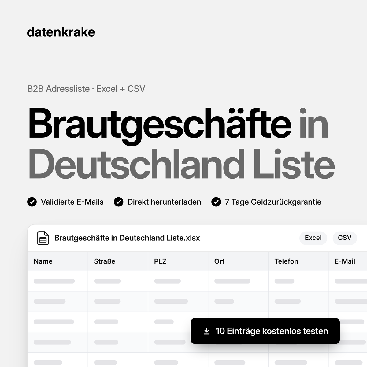 Brautgeschäfte in Deutschland Liste – B2B Adressliste als Excel und CSV