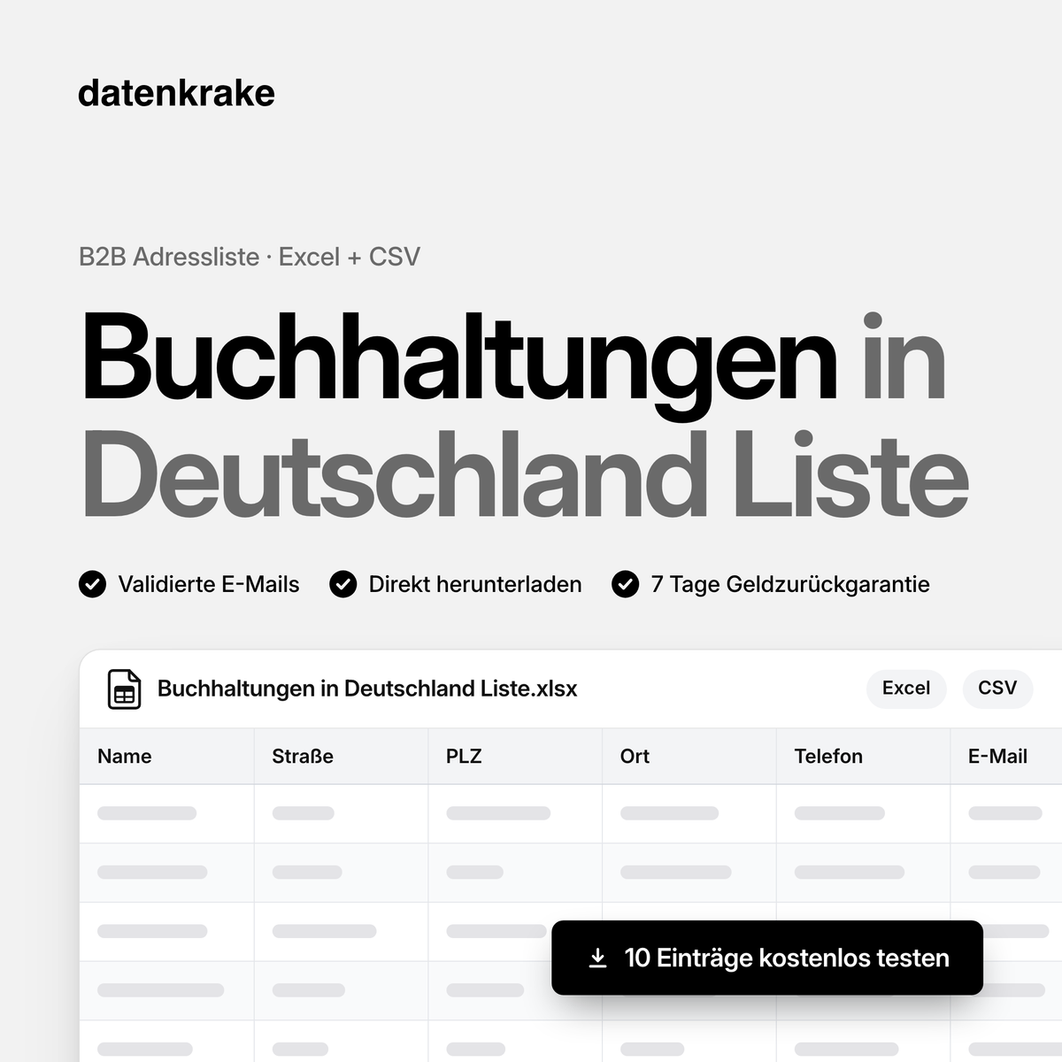 Buchhaltungen in Deutschland Liste – B2B Adressliste als Excel und CSV