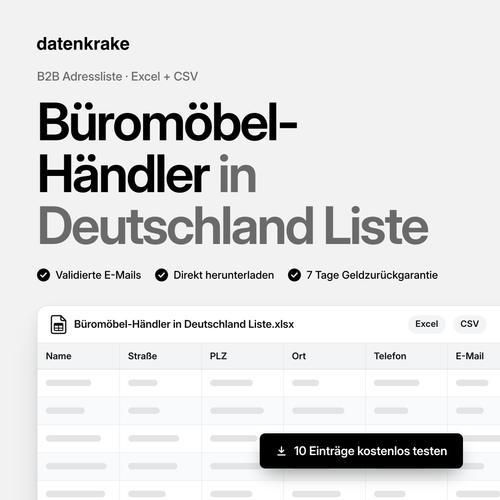 Büromöbel-Händler in Deutschland Liste – B2B Adressliste als Excel und CSV
