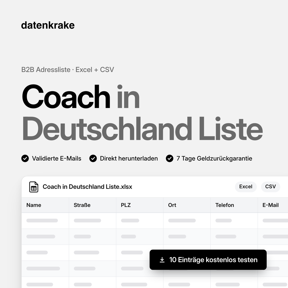 Coach in Deutschland Liste – B2B Adressliste als Excel und CSV