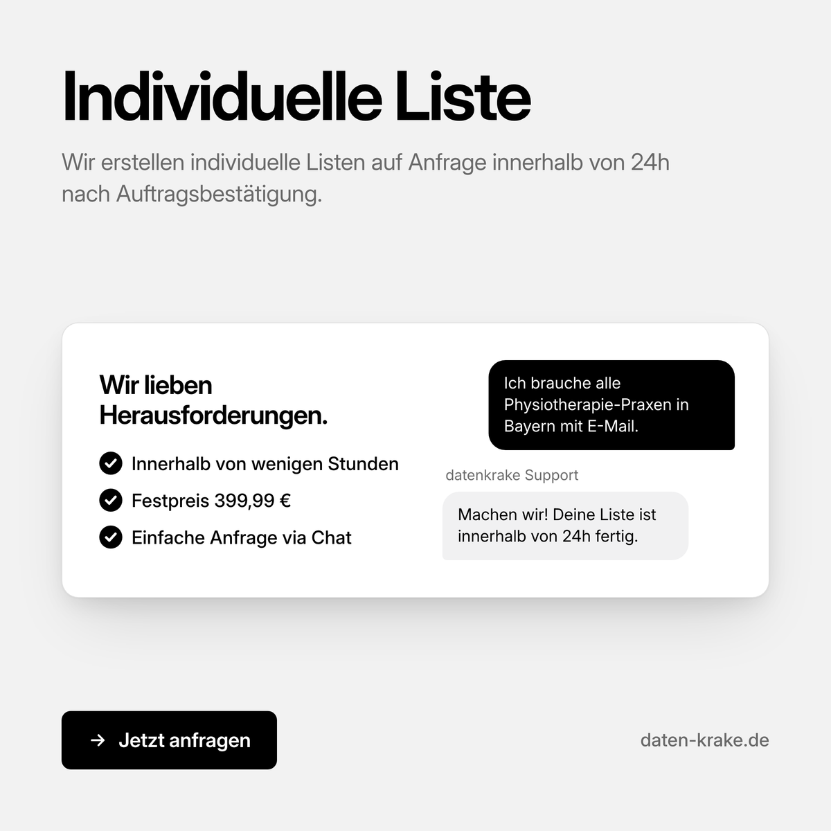 Individuelle Firmenliste innerhalb von 24h erstellen lassen