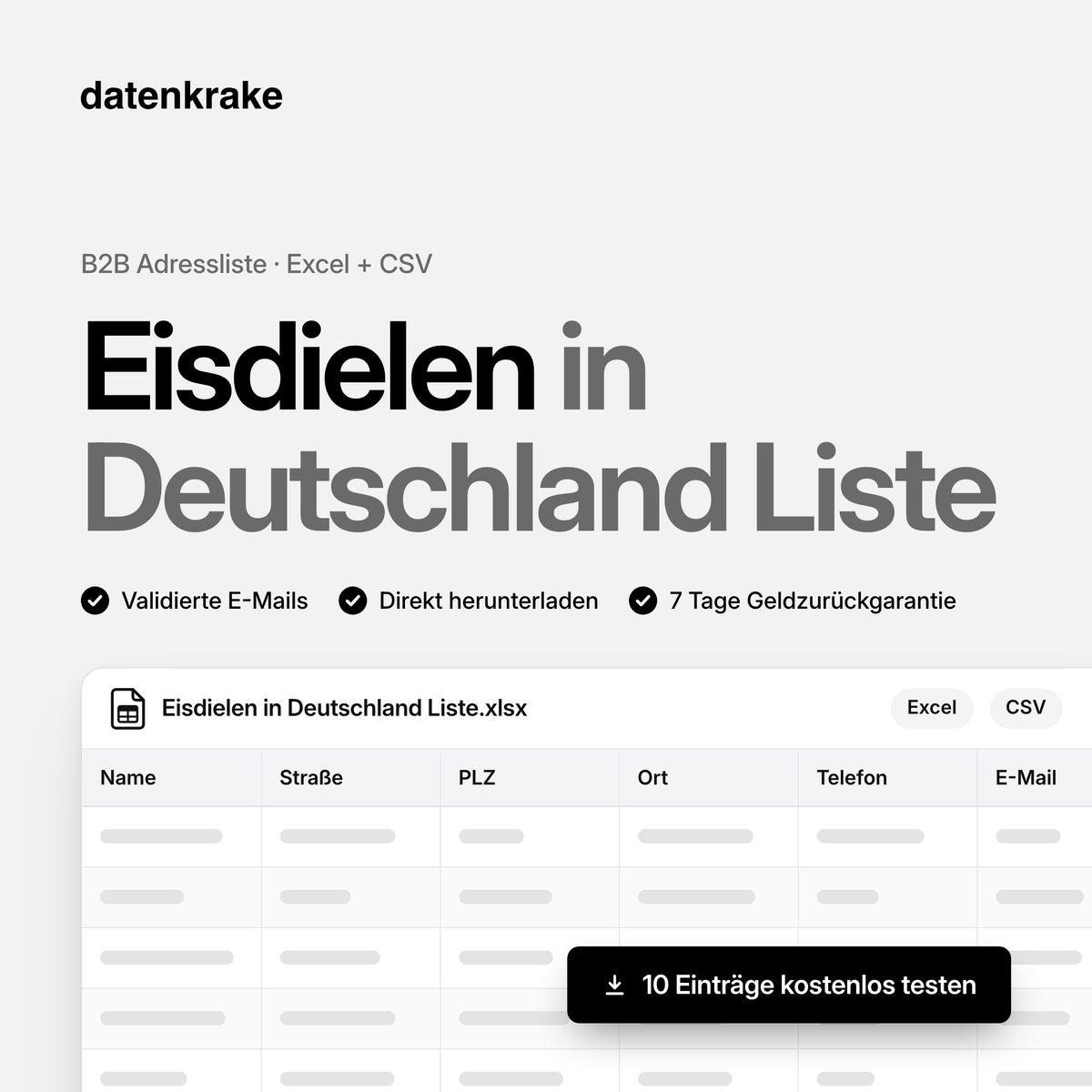 Eisdielen in Deutschland Liste – B2B Adressliste als Excel und CSV