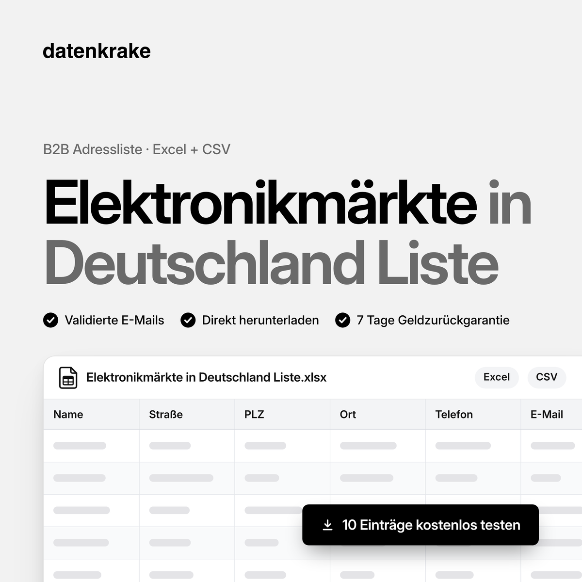 Elektronikmärkte in Deutschland Liste – B2B Adressliste als Excel und CSV