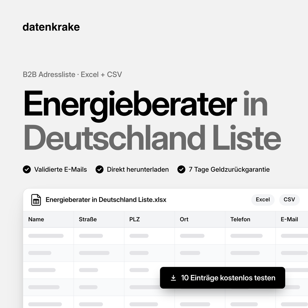 Energieberater in Deutschland Liste – B2B Adressliste als Excel und CSV