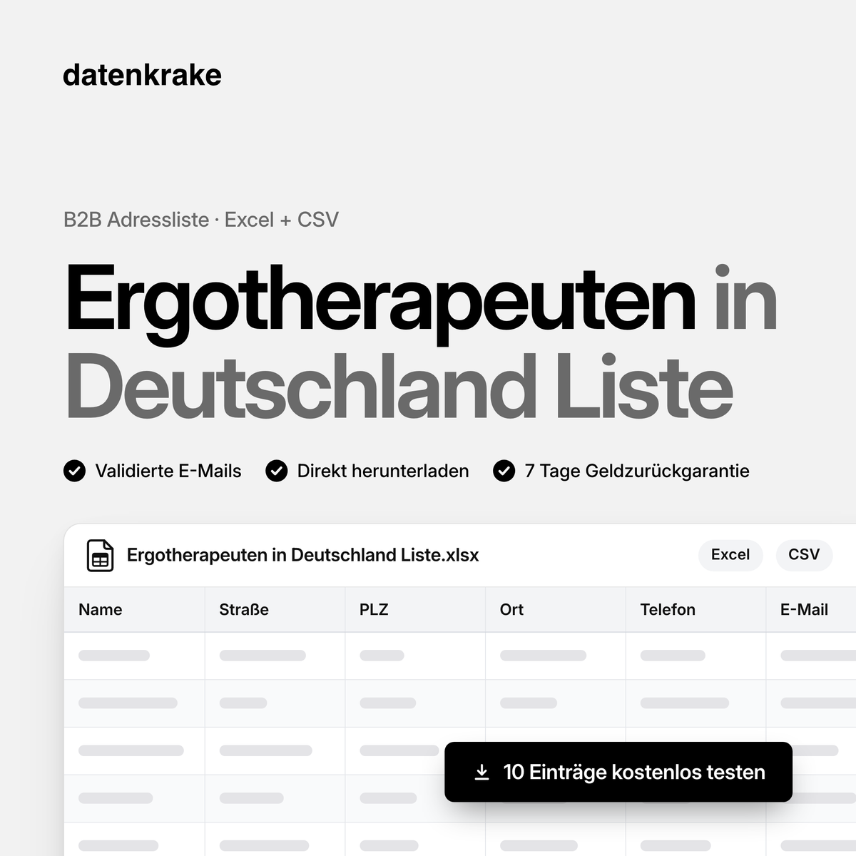 Ergotherapeuten in Deutschland Liste – B2B Adressliste als Excel und CSV