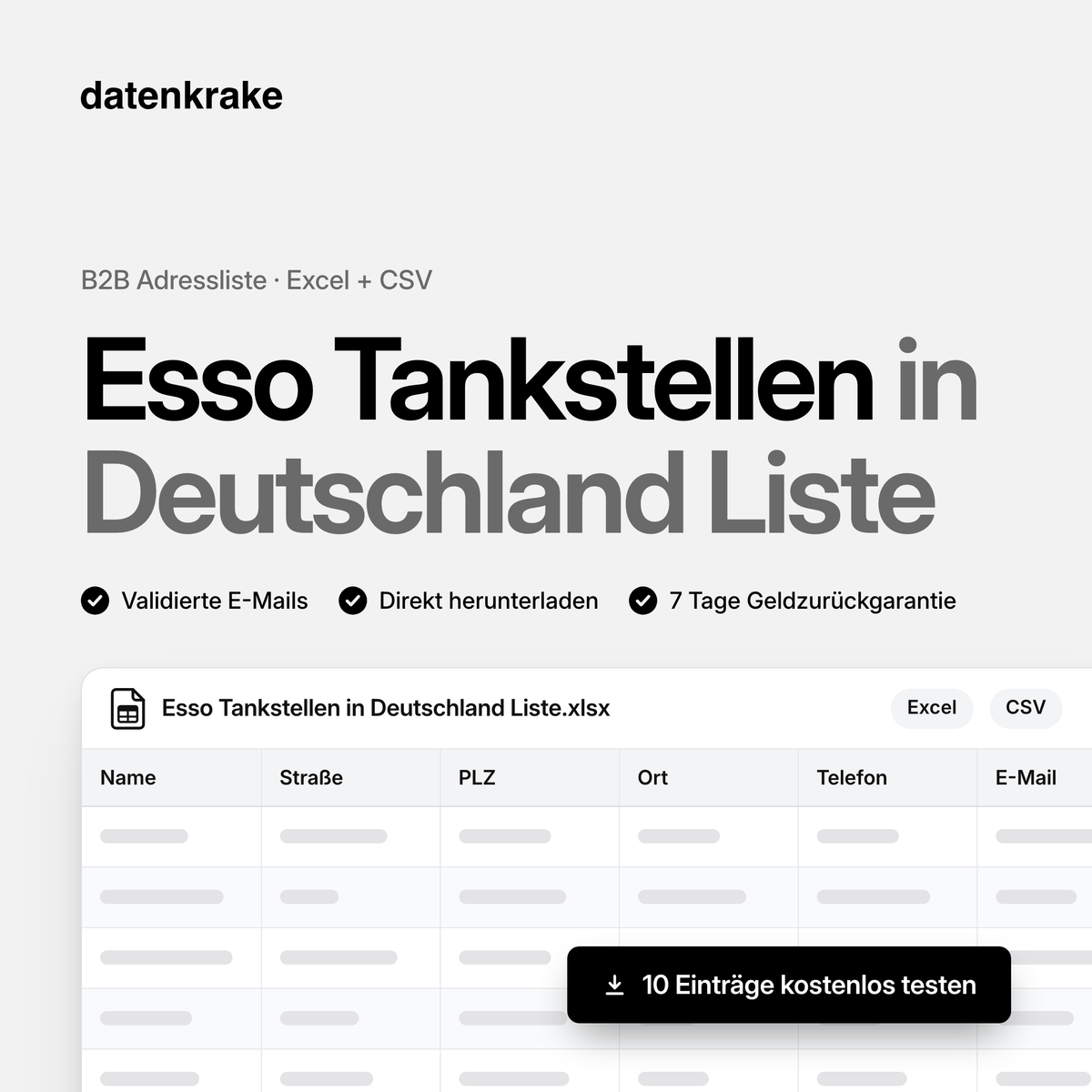 Esso Tankstellen in Deutschland Liste – B2B Adressliste als Excel und CSV