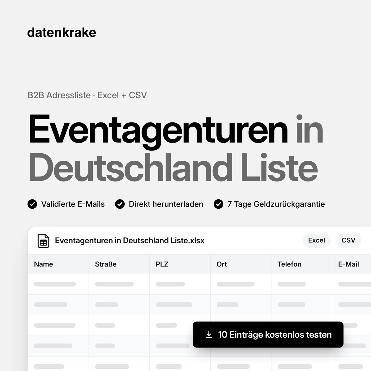 Eventagenturen in Deutschland Liste – B2B Adressliste als Excel und CSV