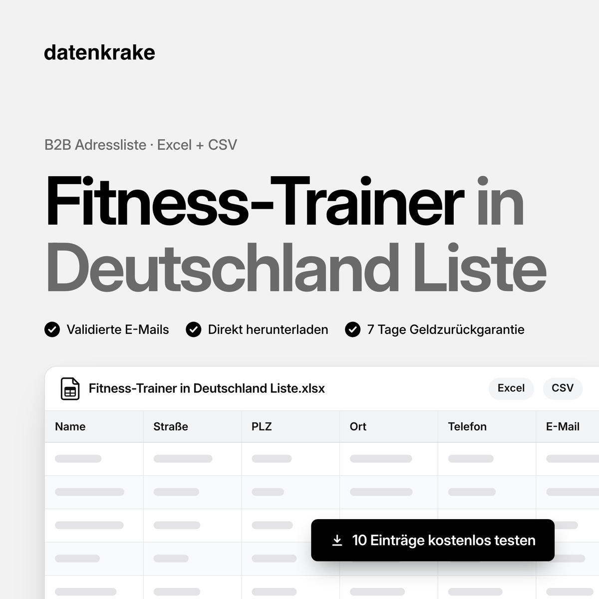 Fitness-Trainer in Deutschland Liste – B2B Adressliste als Excel und CSV