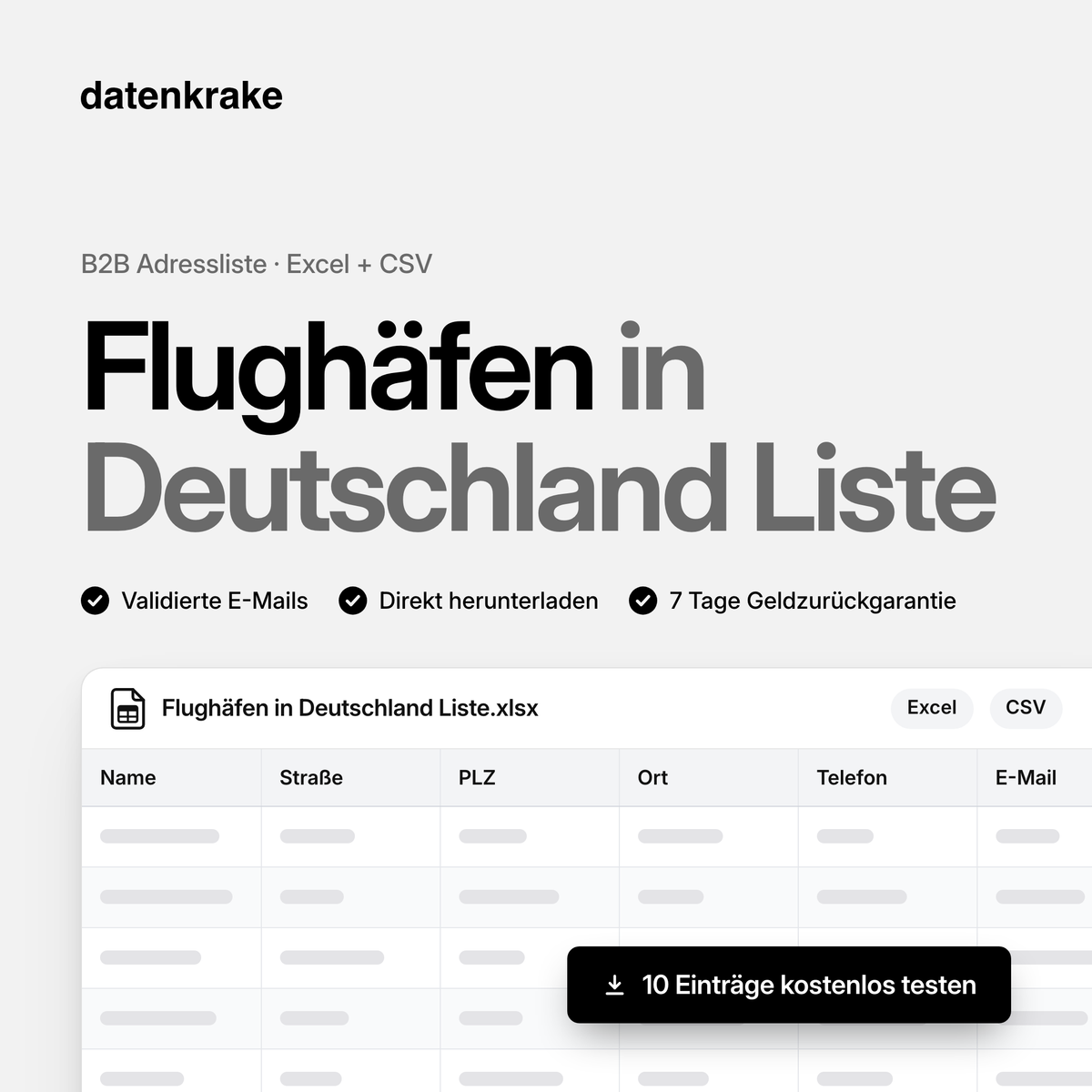 Flughäfen in Deutschland Liste – B2B Adressliste als Excel und CSV