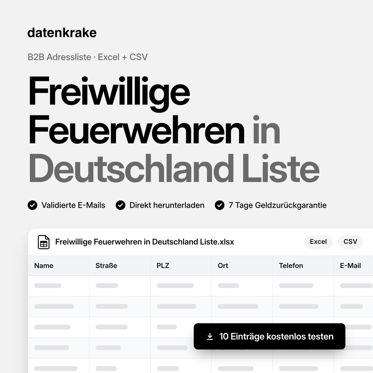Freiwillige Feuerwehren in Deutschland Liste – B2B Adressliste als Excel und CSV