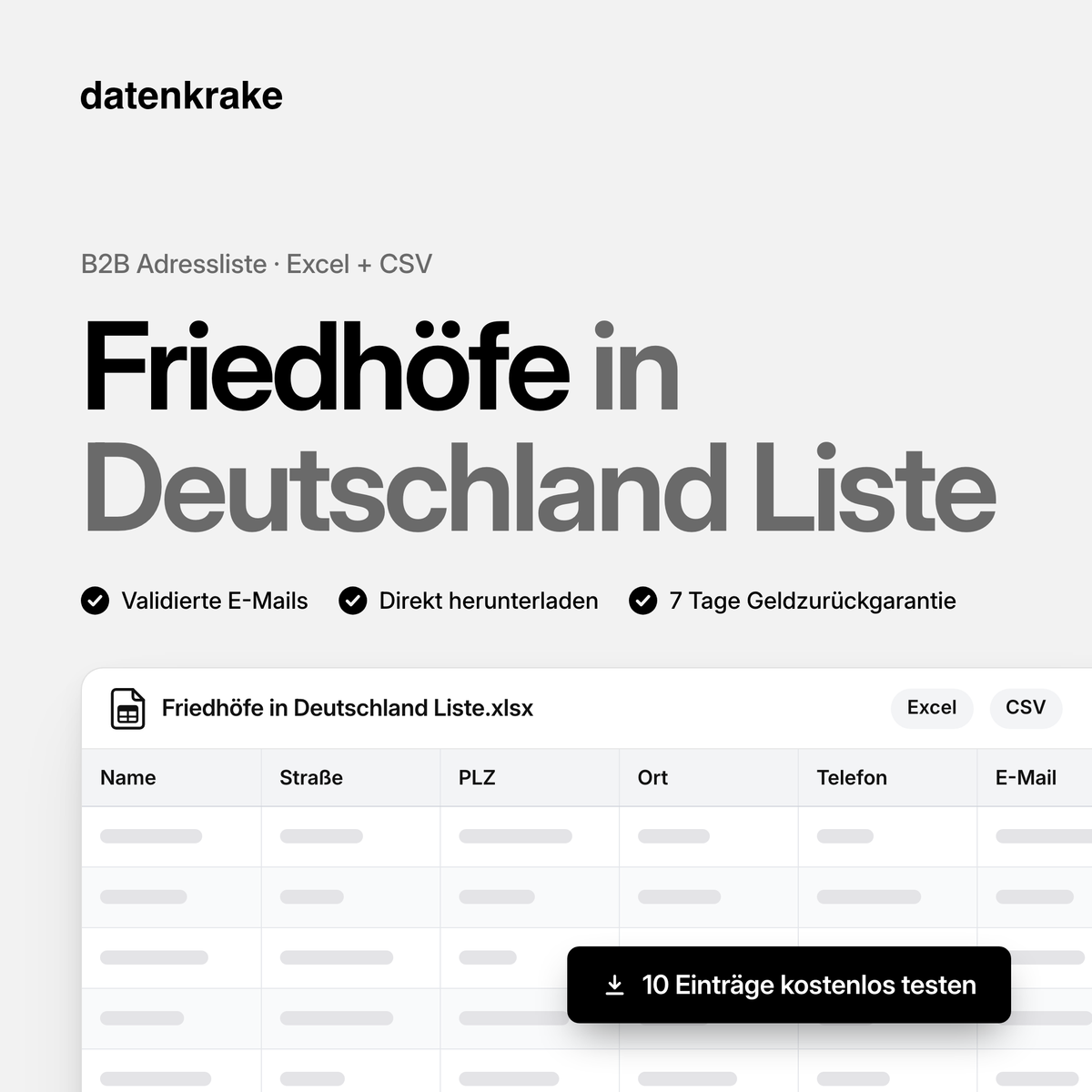 Friedhöfe in Deutschland Liste – B2B Adressliste als Excel und CSV