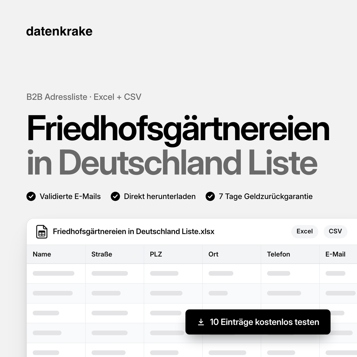Friedhofsgärtnereien in Deutschland Liste – B2B Adressliste als Excel und CSV