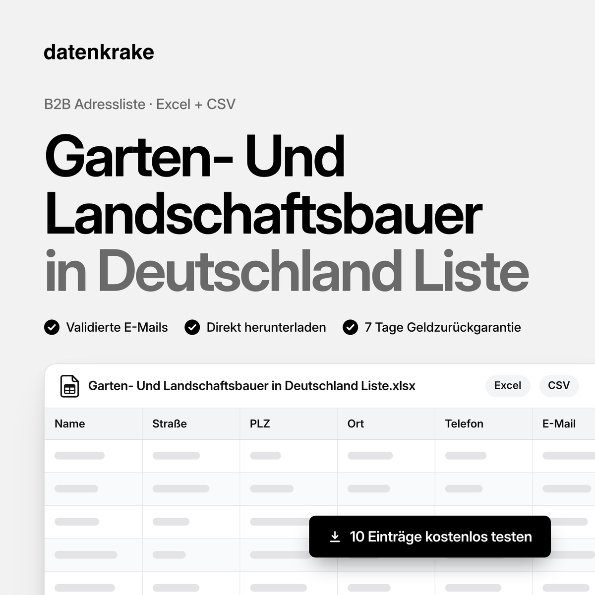Garten- Und Landschaftsbauer in Deutschland Liste – B2B Adressliste als Excel und CSV
