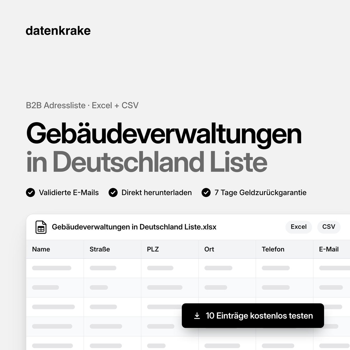 Gebäudeverwaltungen in Deutschland Liste – B2B Adressliste als Excel und CSV