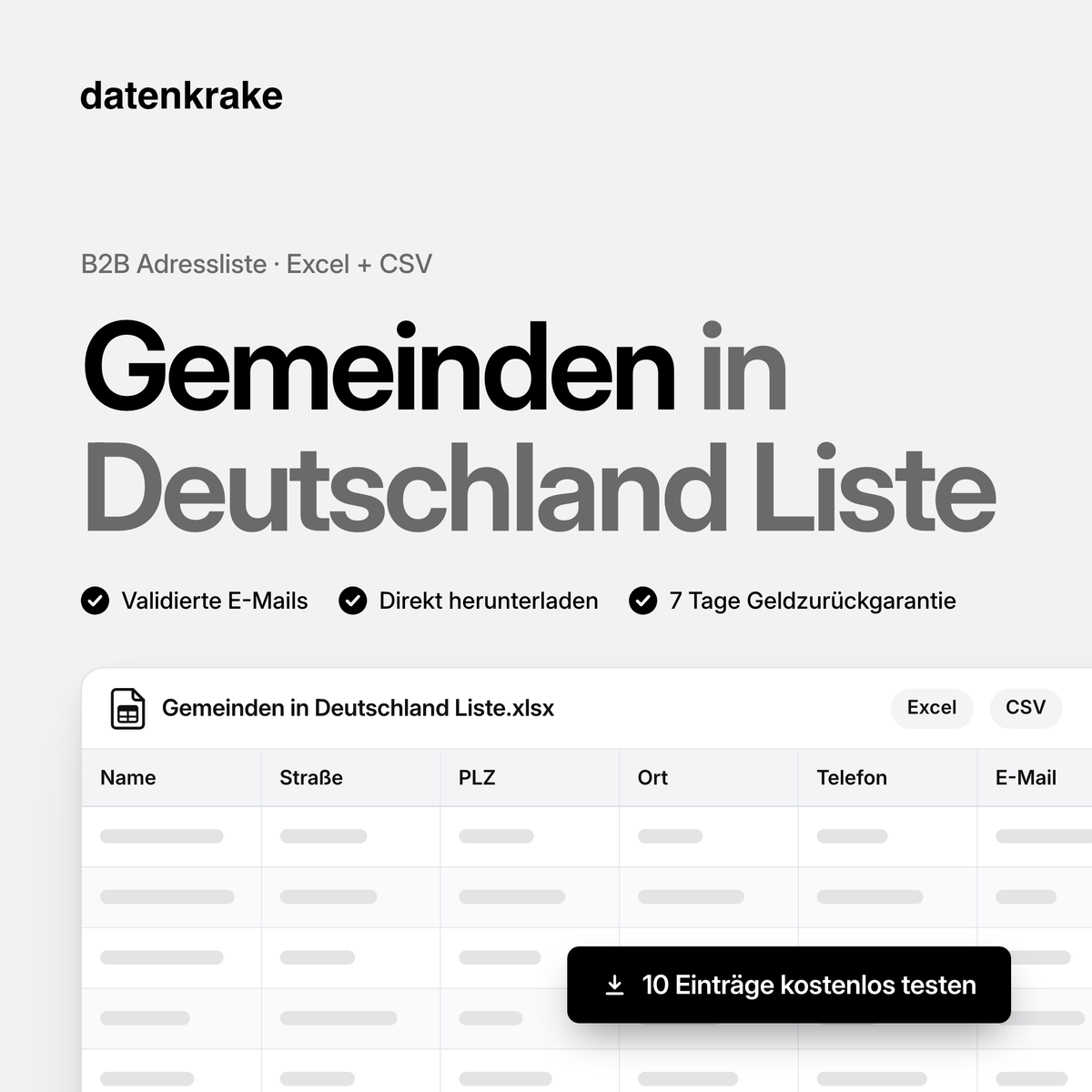Gemeinden in Deutschland Liste – B2B Adressliste als Excel und CSV