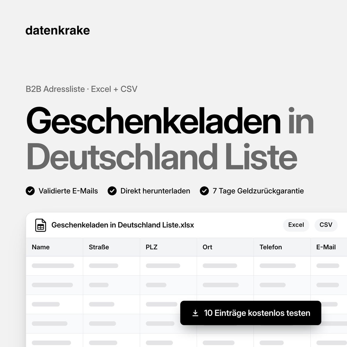 Geschenkeladen in Deutschland Liste – B2B Adressliste als Excel und CSV