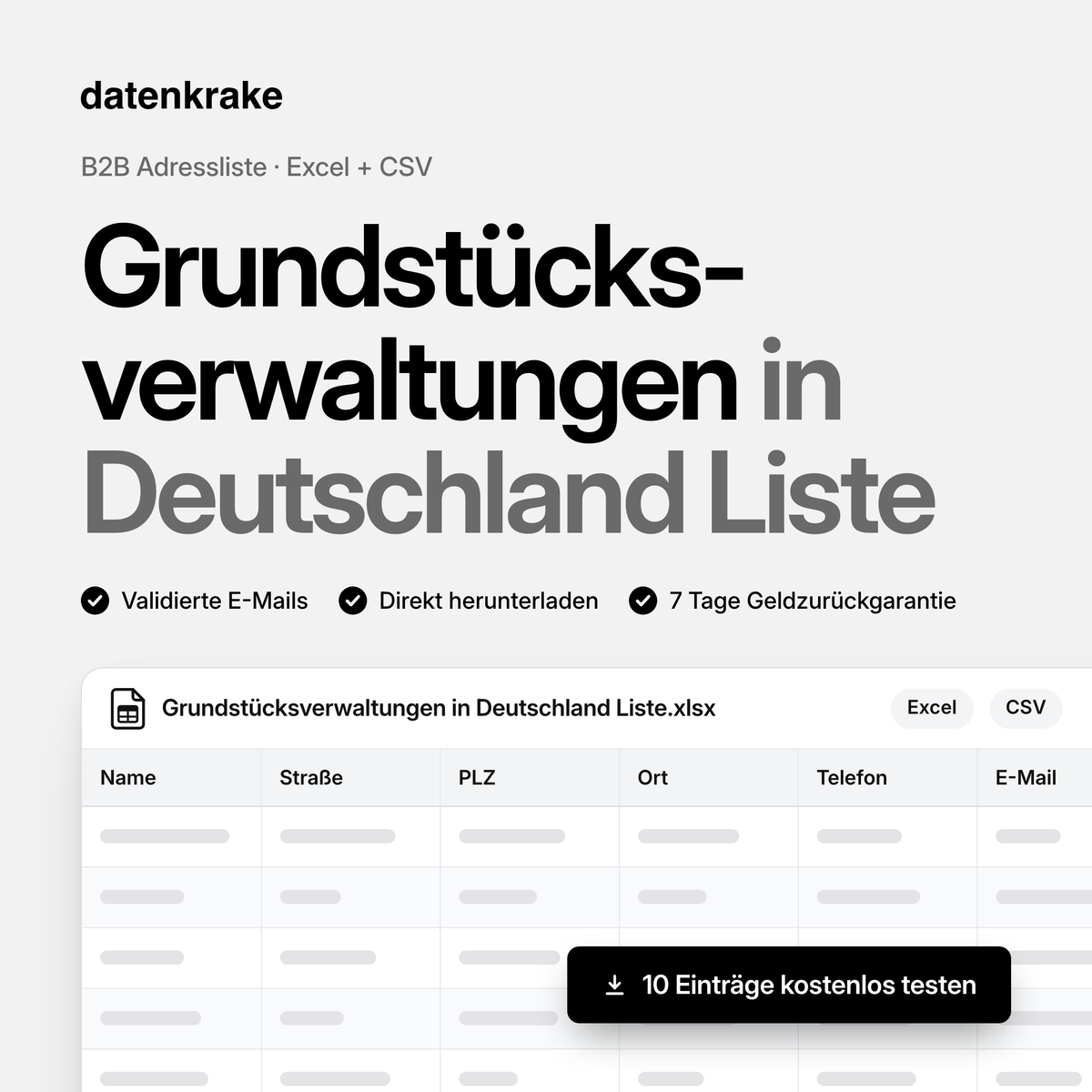 Grundstücksverwaltungen in Deutschland Liste – B2B Adressliste als Excel und CSV