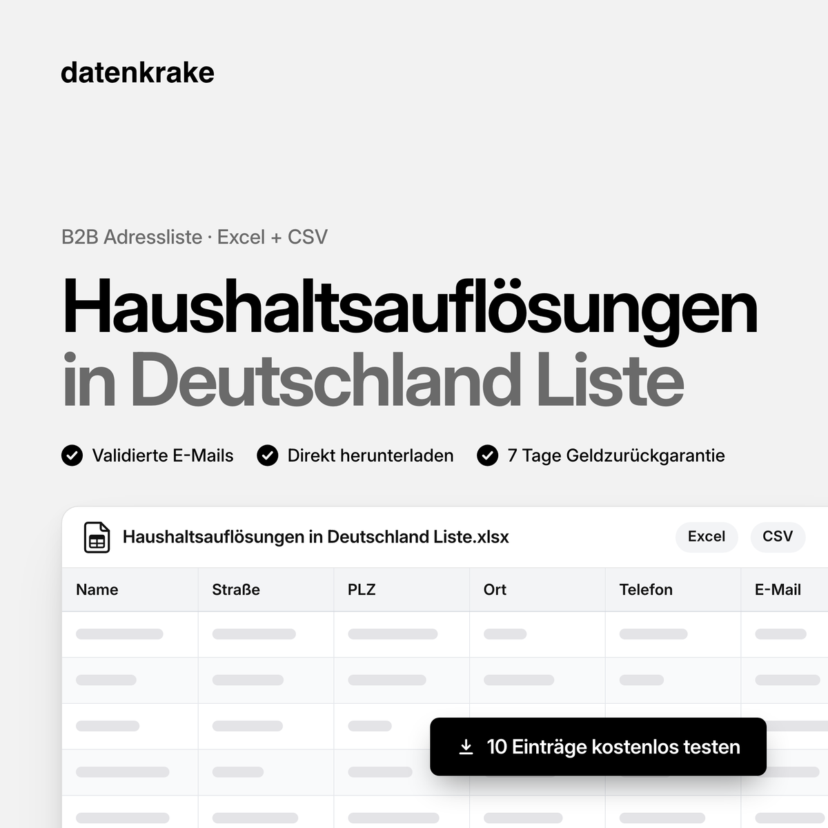 Haushaltsauflösungen in Deutschland Liste – B2B Adressliste als Excel und CSV