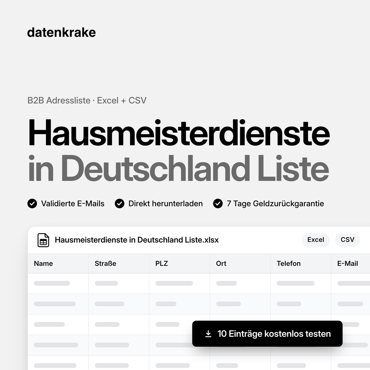 Hausmeisterdienste in Deutschland Liste – B2B Adressliste als Excel und CSV