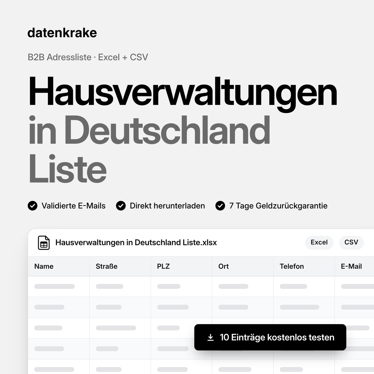 Hausverwaltungen in Deutschland Liste – B2B Adressliste als Excel und CSV
