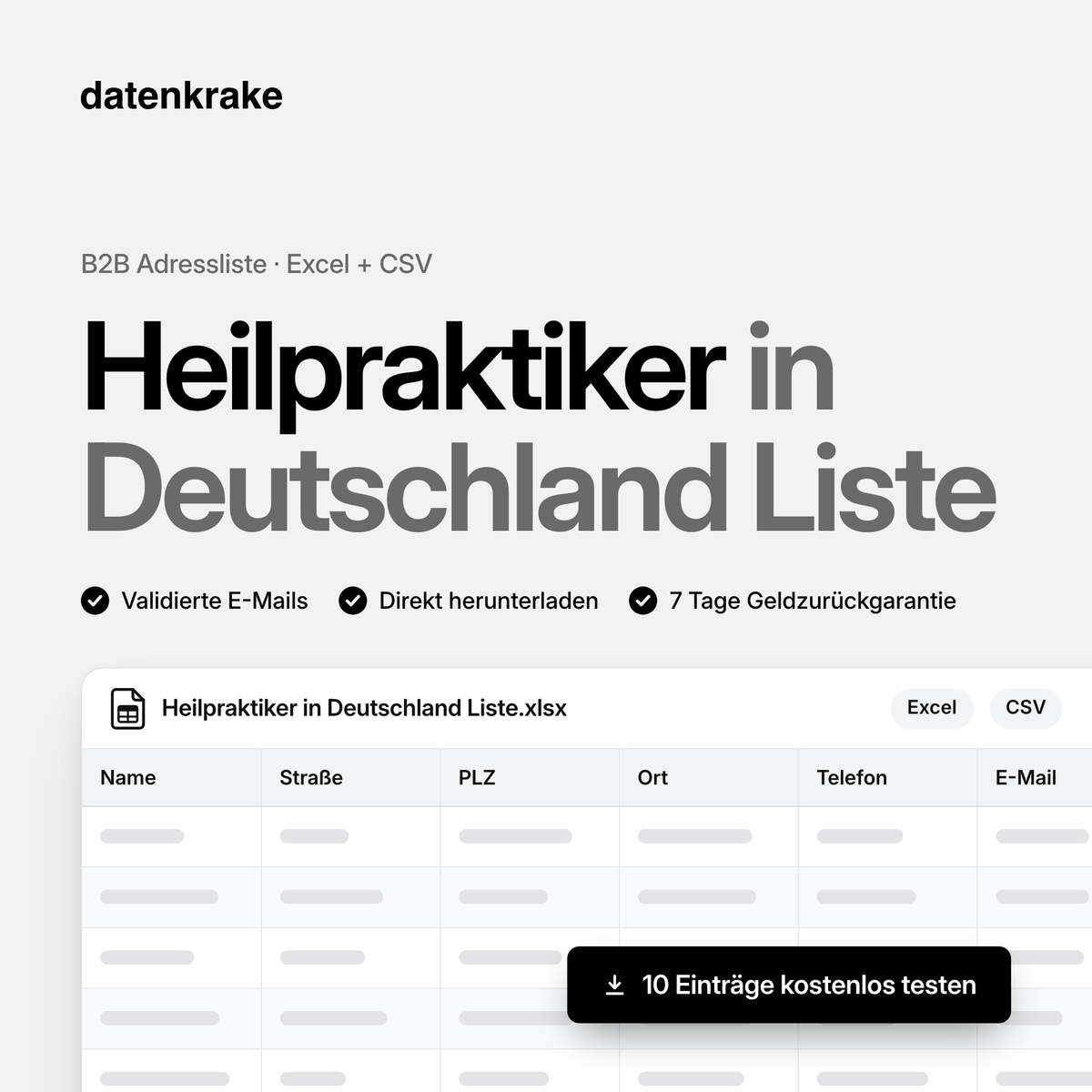 Heilpraktiker in Deutschland Liste – B2B Adressliste als Excel und CSV