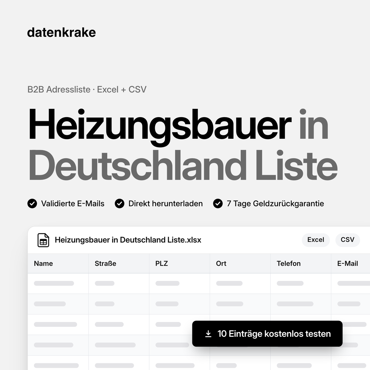 Heizungsbauer in Deutschland Liste – B2B Adressliste als Excel und CSV