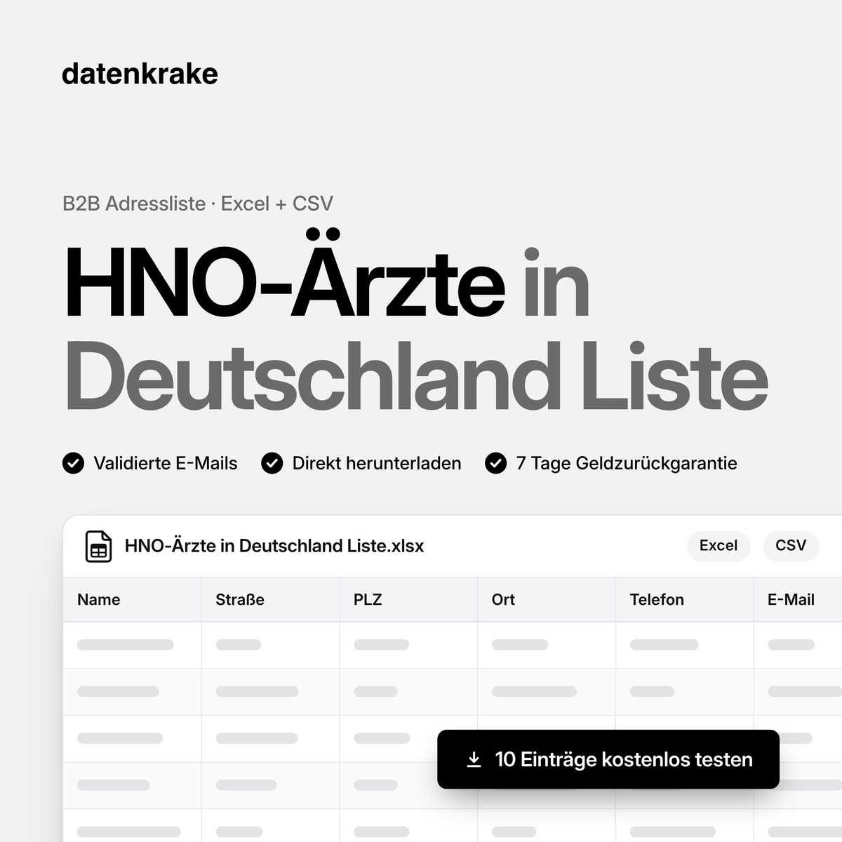 HNO-Ärzte in Deutschland Liste – B2B Adressliste als Excel und CSV