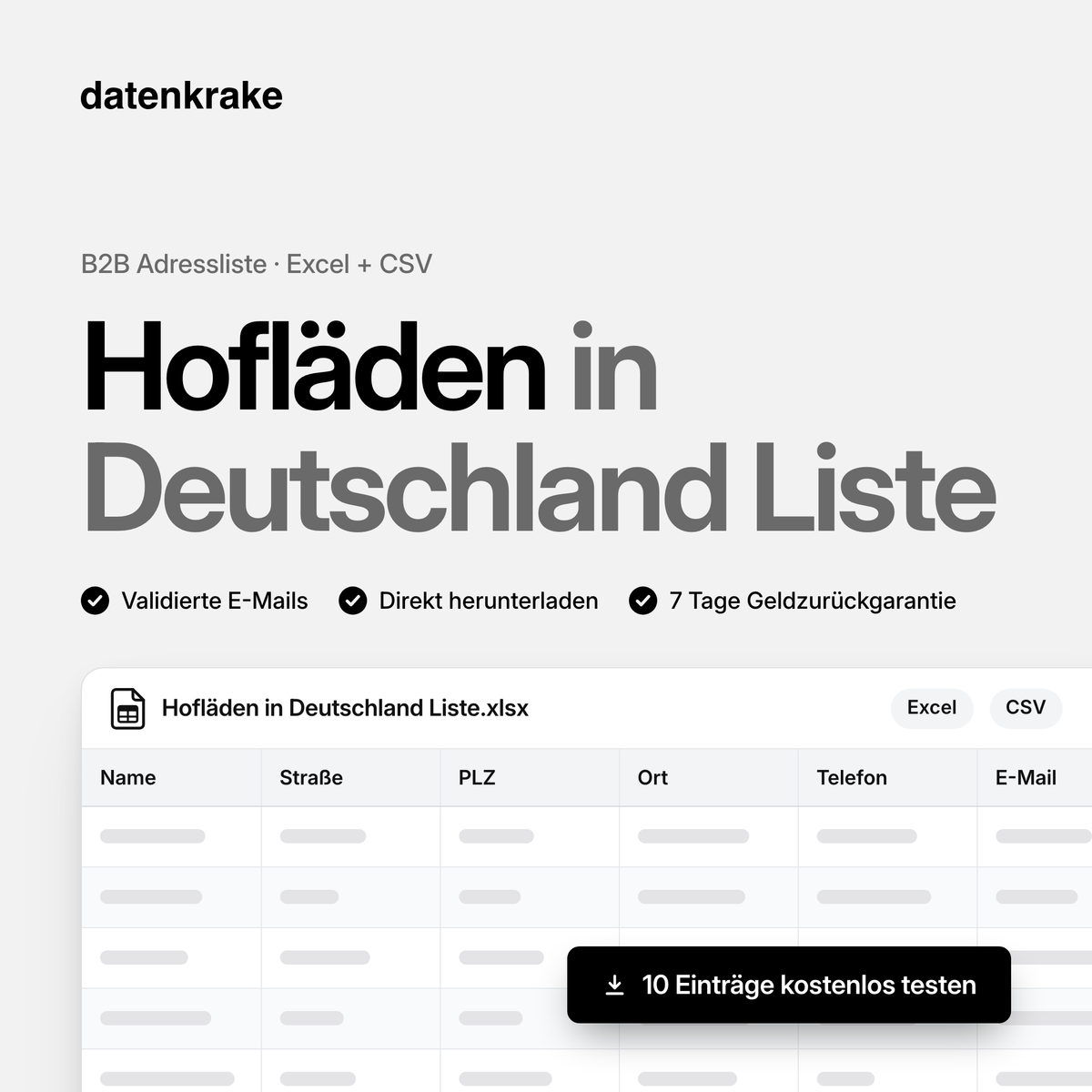 Hofläden in Deutschland Liste – B2B Adressliste als Excel und CSV