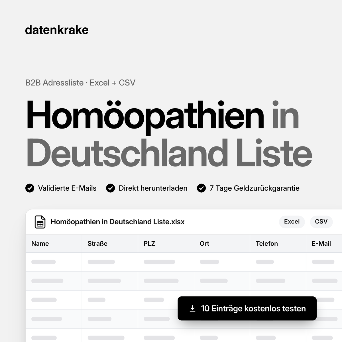 Homöopathien in Deutschland Liste – B2B Adressliste als Excel und CSV