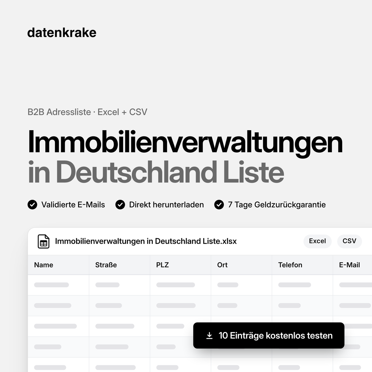 Immobilienverwaltungen in Deutschland Liste – B2B Adressliste als Excel und CSV