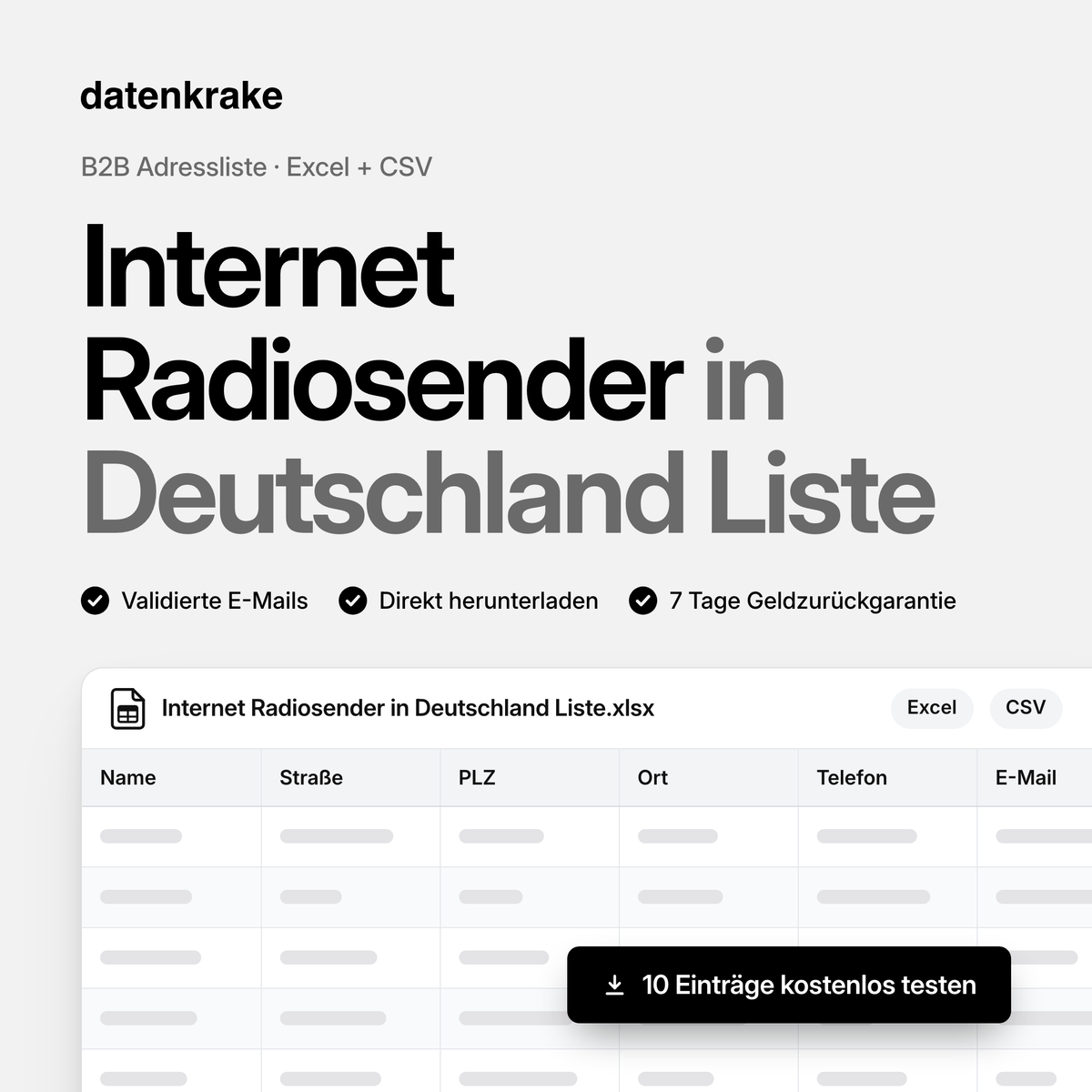 Internet Radiosender in Deutschland Liste – B2B Adressliste als Excel und CSV
