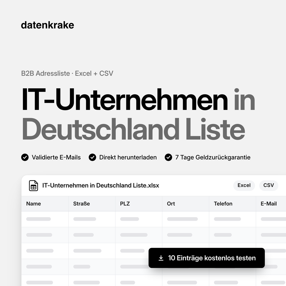 IT-Unternehmen in Deutschland Liste – B2B Adressliste als Excel und CSV