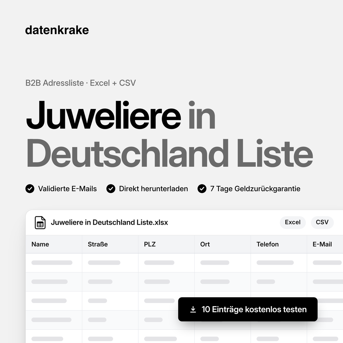 Juweliere in Deutschland Liste – B2B Adressliste als Excel und CSV